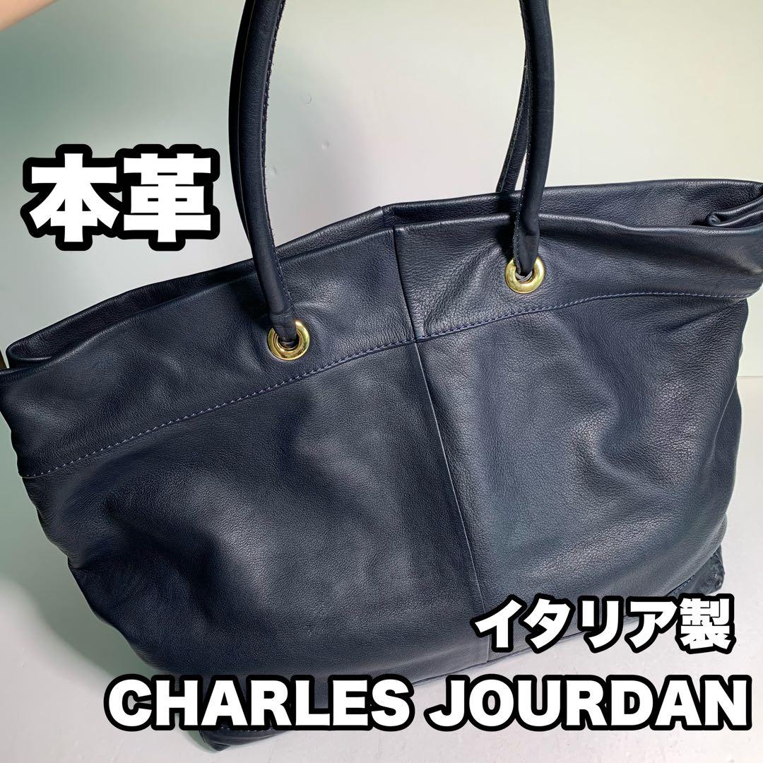 CHARLES JOURDAN エナメル レザー トートバッグ シャルルジョルダン イタリア製 レザー トートバッグ ボストン