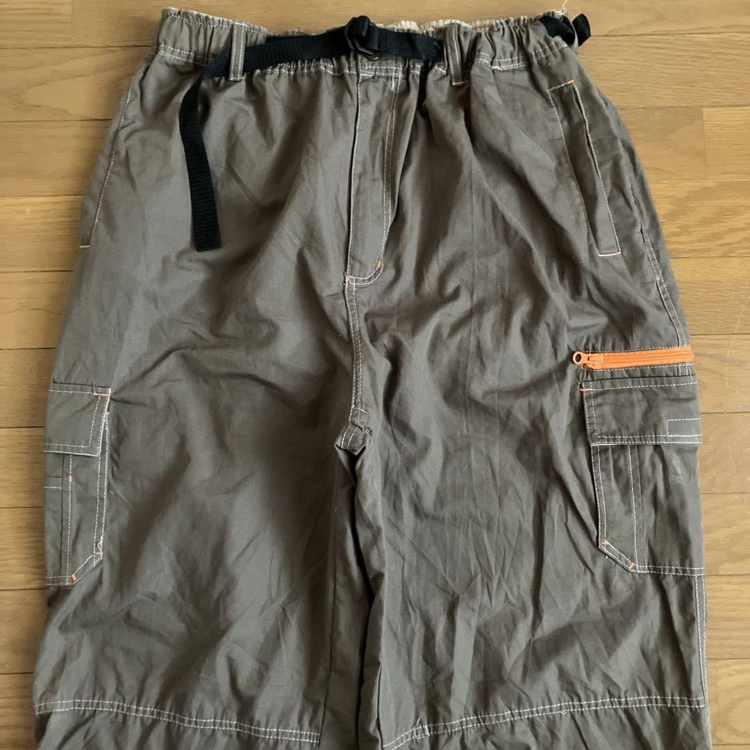 極太00s美品 Y2Kギミック2wayバギーカーゴパンツ B系ブラウン 超極太00s美品 Y2Kギミック2wayバギーカーゴパンツ B系ブラウン