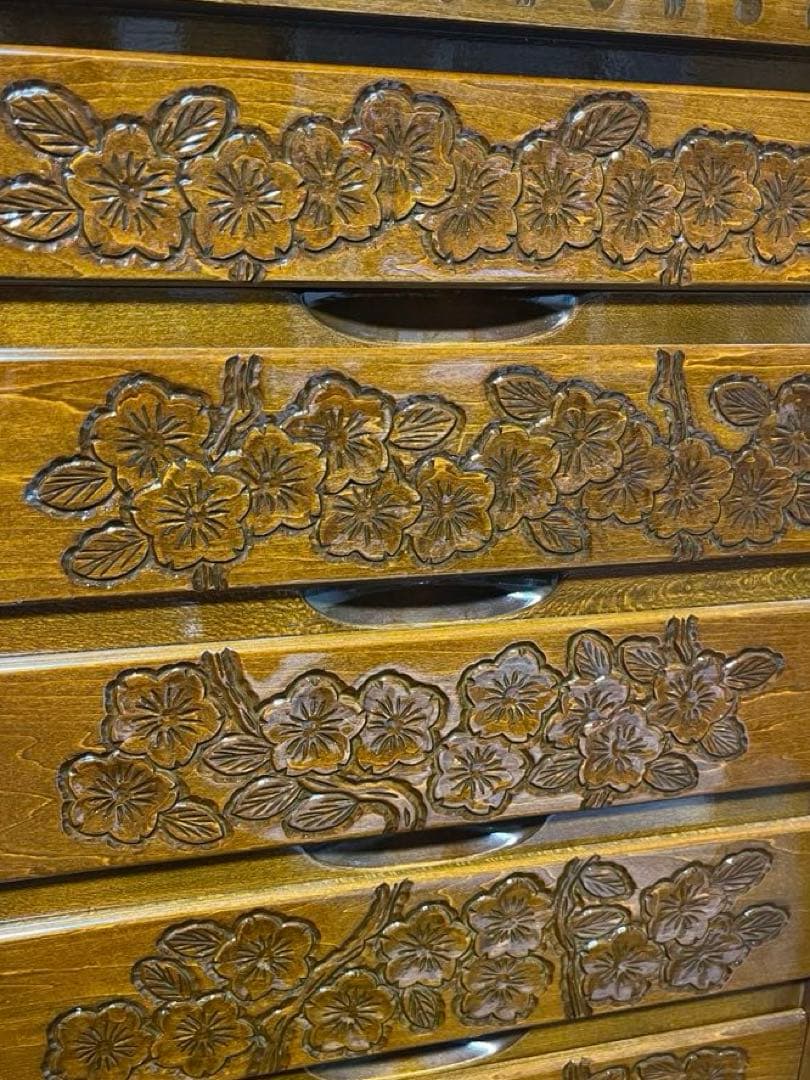 軽井沢彫り 7段引出し目立った傷や汚れなし WWW_MERCADOAVALIA_COM_BR