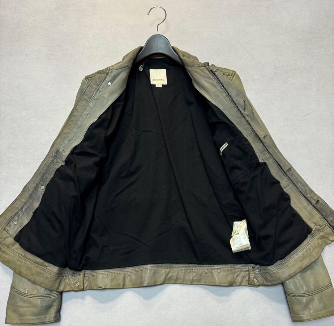 ☆ DIESEL ラムレザー シングルライダース ジャケット 革ジャン S 古着