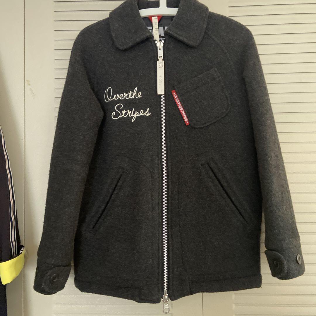 OVER THE STRIPES! オーバーザストライプス ウールコート グレー オーバーザストライプス コート OVER THE STRIPES