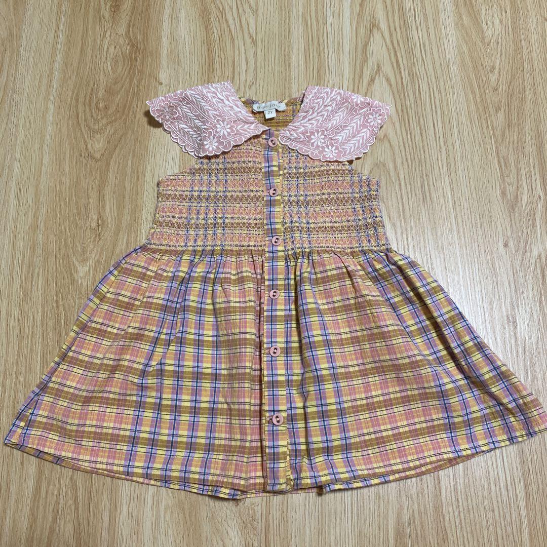 ワンピース Bonjour Diary IBIZA TOP Rainbow check 2Y