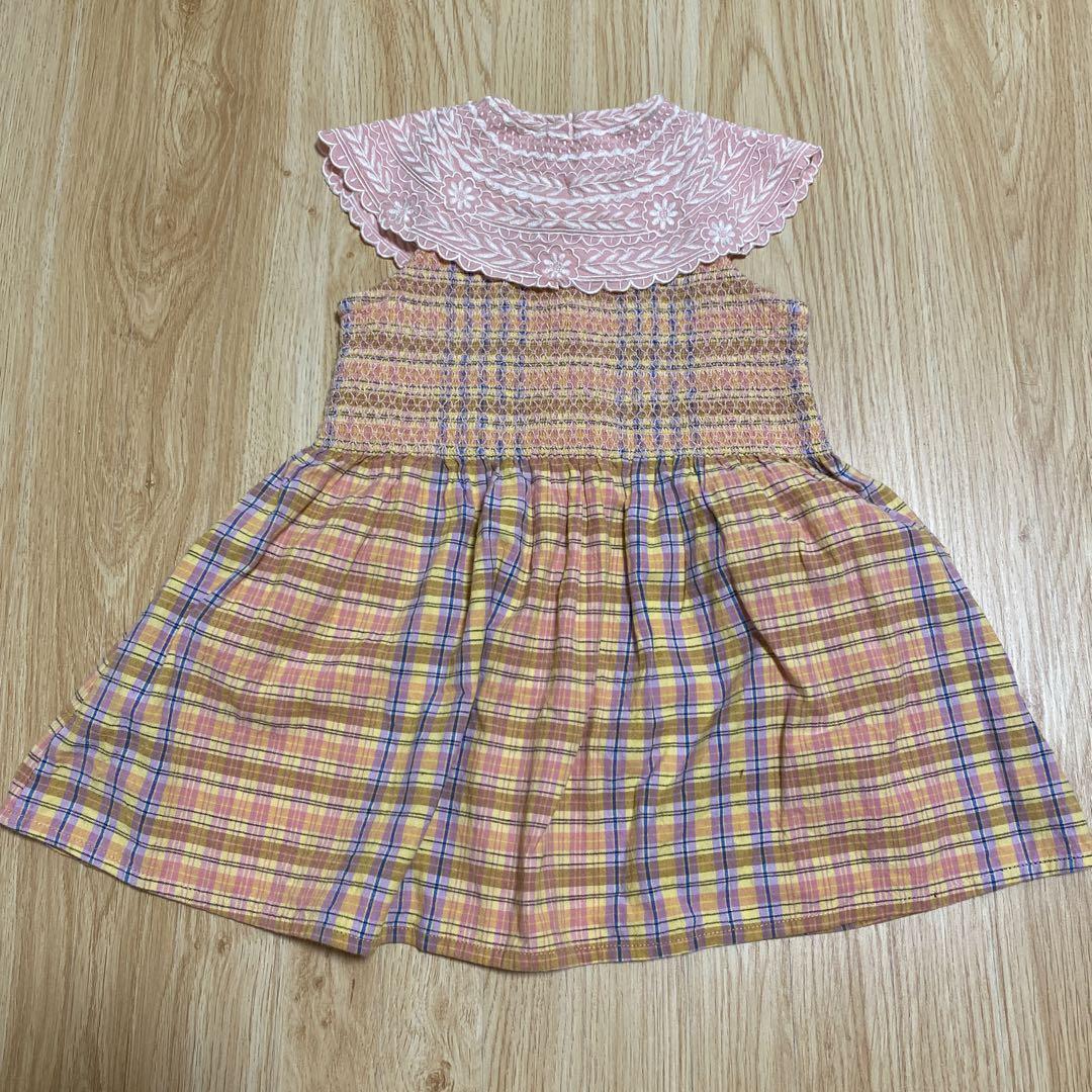 ワンピース Bonjour Diary IBIZA TOP Rainbow check 2Y