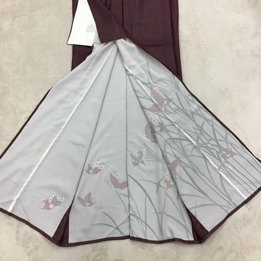 紗袷　③ 正絹　裄67.5cm 蝶　　　訪問着　　二重紗