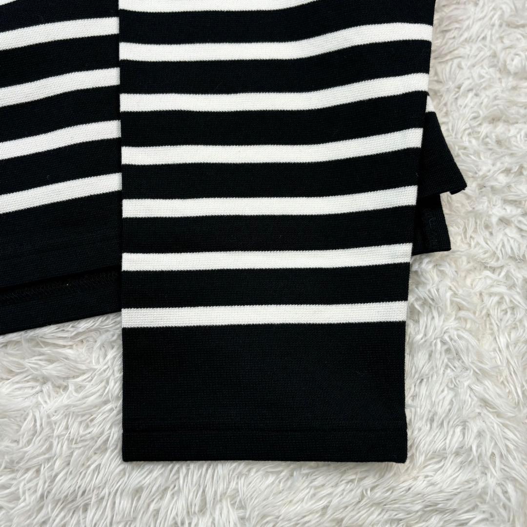 未使用に近い✨Cacco ラッセル編み ワイドボーダー カットソー ほぼ日 未使用に近い✨Cacco ラッセル編み ワイドボーダー カットソー ほぼ日
