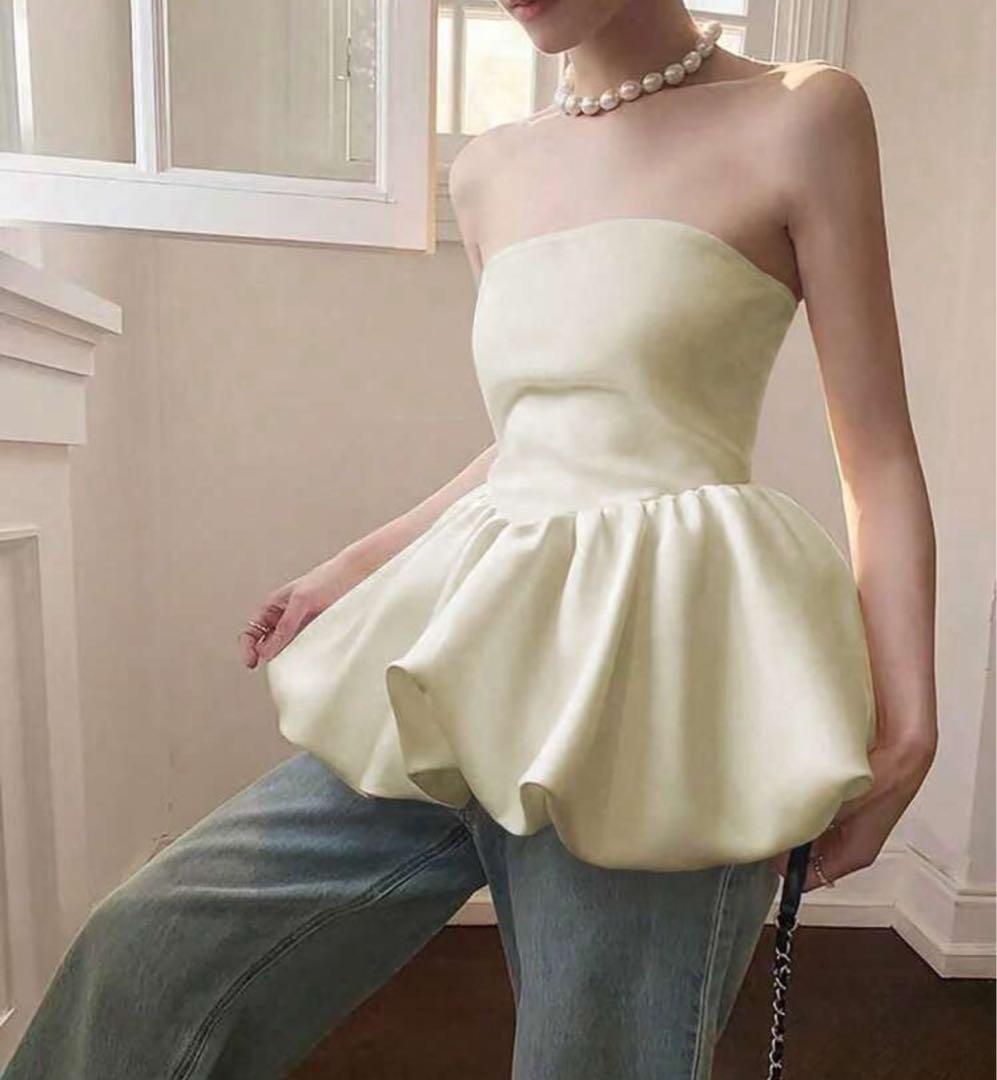 チューブトップペプラムトップス ベアトップ ビスチェ zara