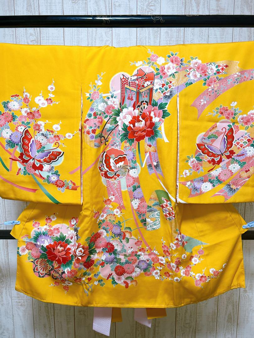 お宮参り掛け着♡七五三　産着　熨斗目　山吹色　正絹
