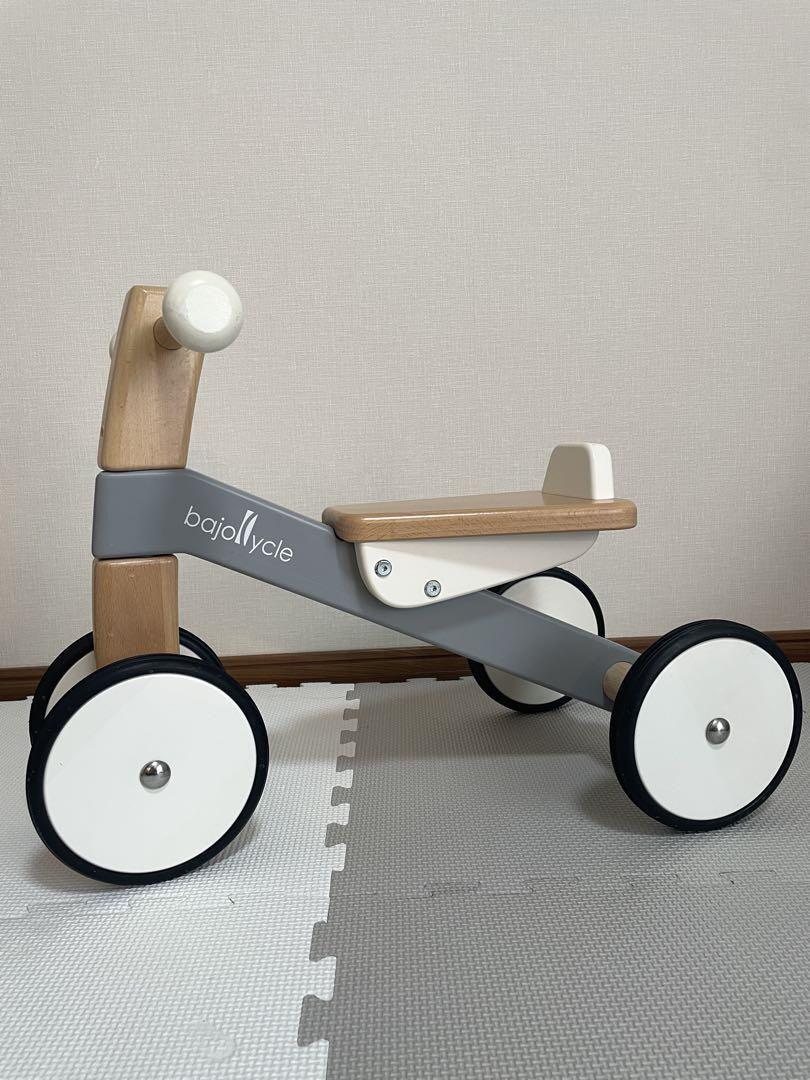 ボーネルンド 木製バイク 三輪車 室内用 白 グレー（木の四輪