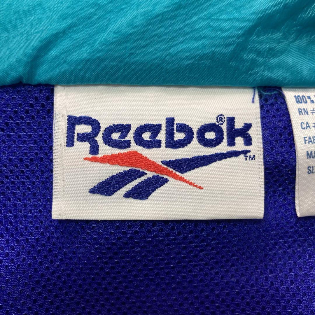 09M397◯ 90s Reebok ハーフジップ ナイロン アノラックパーカー