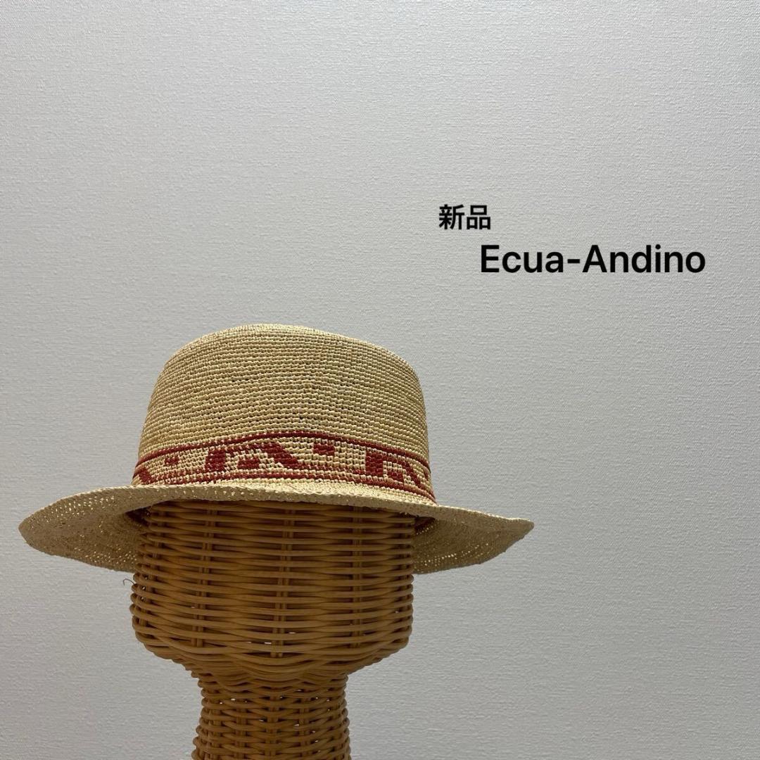 新品 エクアアンディーノ パナマハット麦わら帽子 ハンドメイド