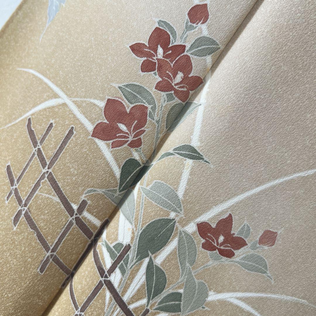 205 訪問着フルセット 正絹 ベージュ 薄茶 友禅 暈し たたき染め 三越扱い