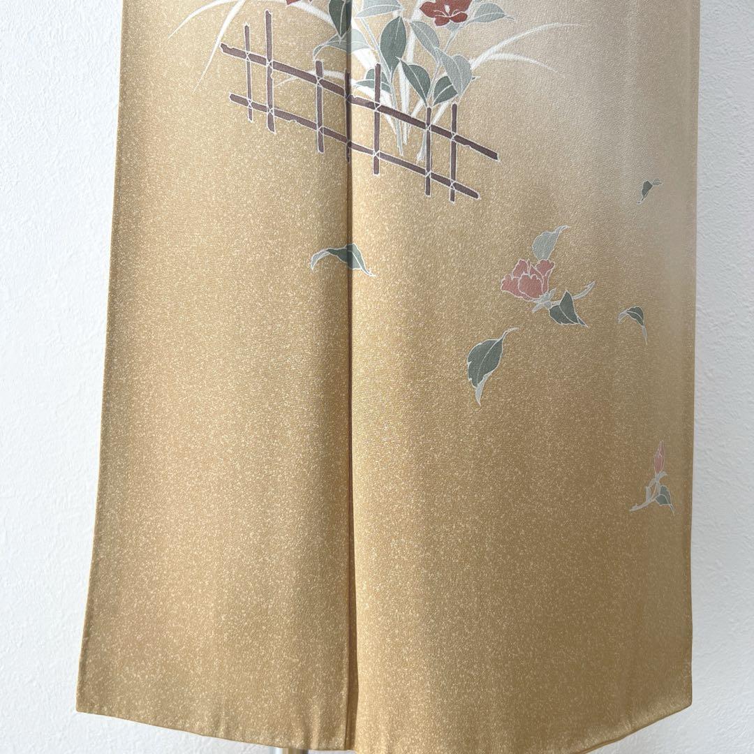 205 訪問着フルセット 正絹 ベージュ 薄茶 友禅 暈し たたき染め 三越扱い