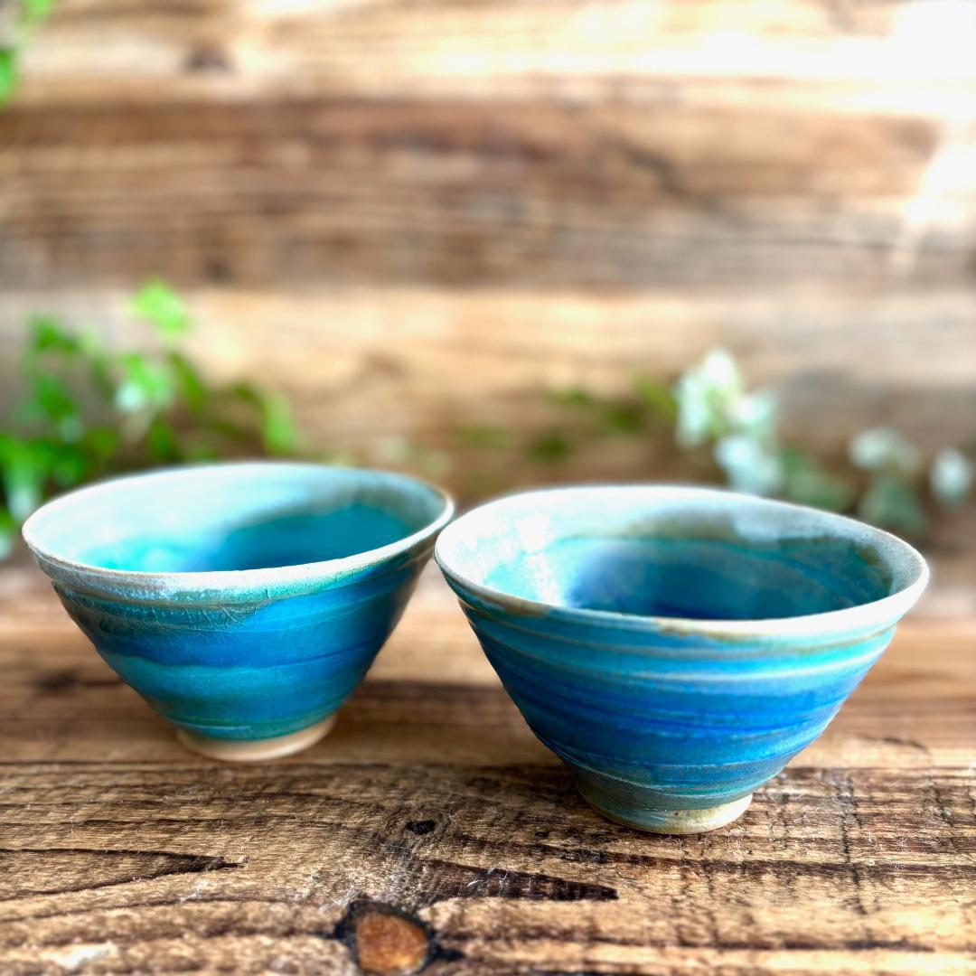 碧 飯碗 お茶碗 ちゃわん ターコイズ 2個セット 益子焼