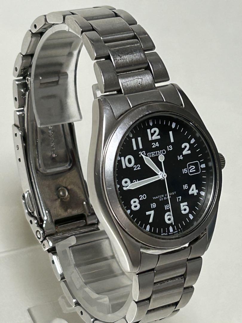 完動 SEIKO ミリタリー SBCA001 7N42-8260 ブラック文字盤