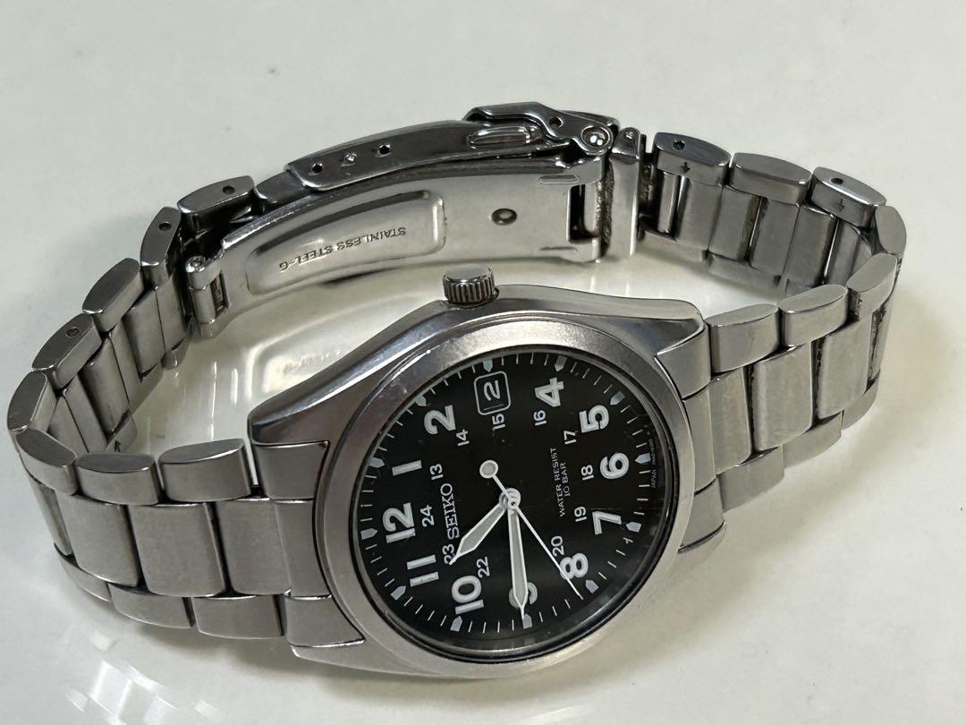完動 SEIKO ミリタリー SBCA001 7N42-8260 ブラック文字盤