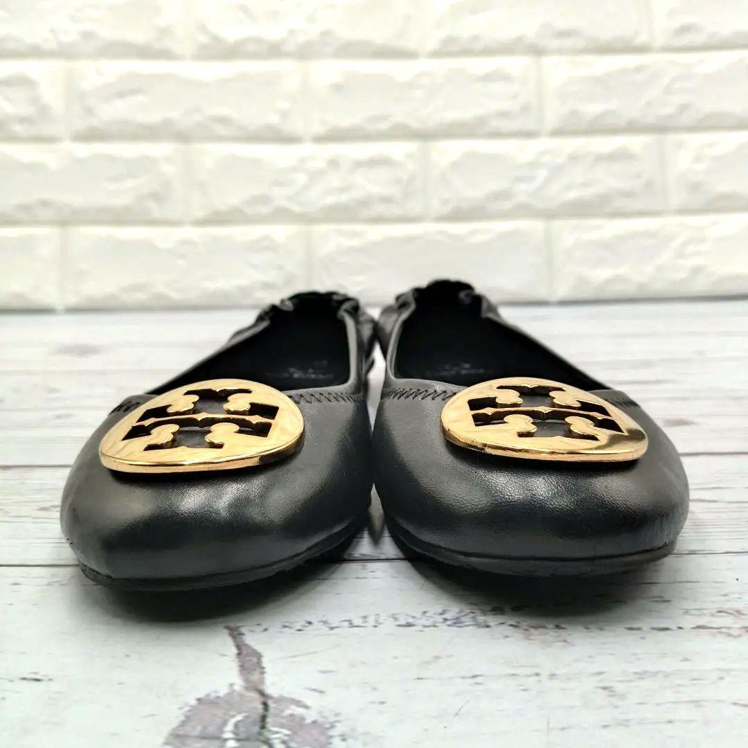 Tory Burch　トリーバーチ　24.5　バレエシューズ　金具　Tロゴ　黒