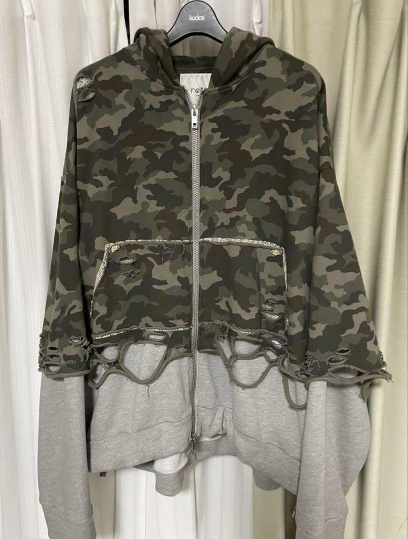 トップス neith.tokyo Layered Crush Hoodie-CAMO