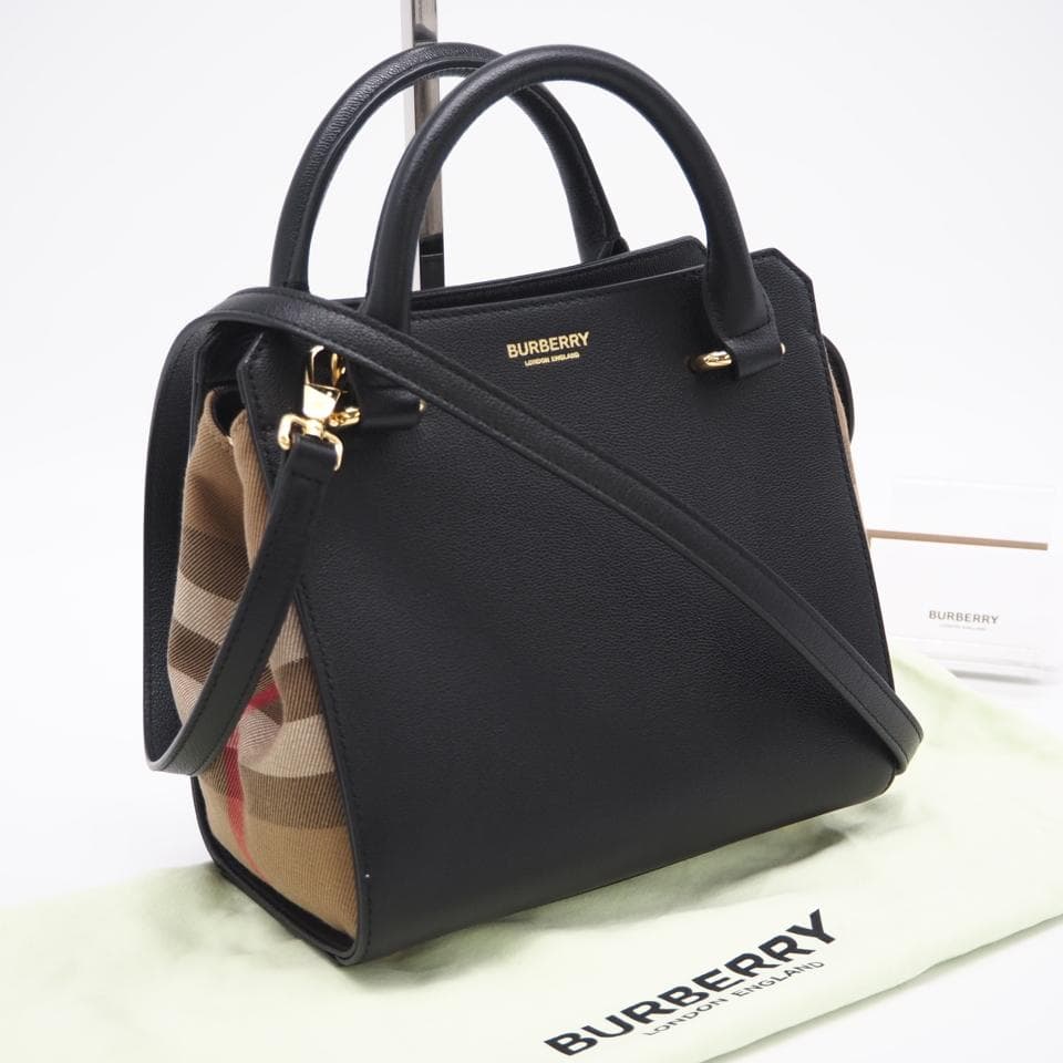 BURBERRY 2WAYバッグ ミニ バンウェル レザー ブラック ベージュ