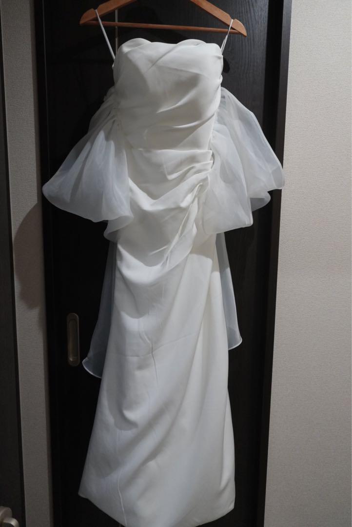 Me♡ふんわりシフォン袖付きウェディングドレス♡Sサイズ