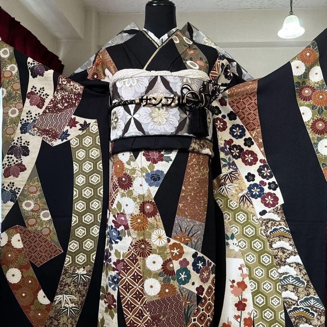 豪華絢爛振袖フルセット・古典柄・短冊・金駒刺繍・菊・七宝・亀甲・松竹梅・逸品