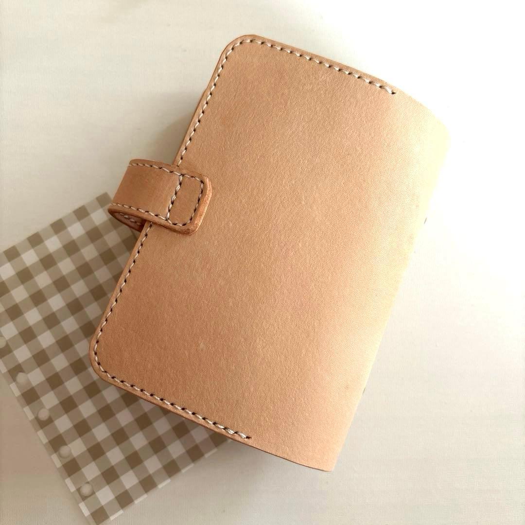 システム手帳　mini6 ミニ6 M6 システムバインダー　ヌメ革　手帳 リボン