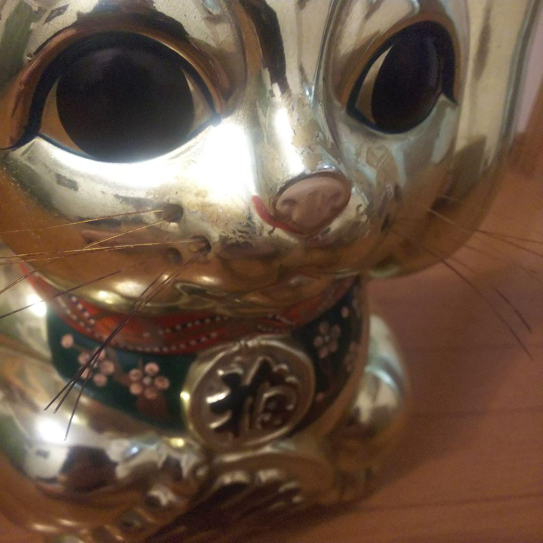 特大 金メッキ 金 招き猫 約43cm 13号 開運 商売繁盛 ゴールド 呪物