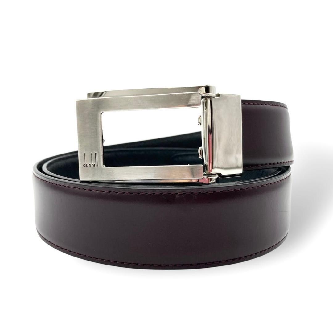 【美品!!】dunhill ダンヒル ベルト ネイビー&シルバー 本革製 4004-1【極希少・美品】dunhill ダンヒル ベルト バックル