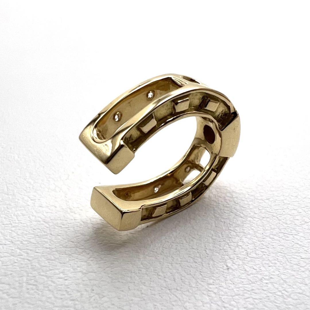 K18 ペンダントトップ　馬蹄　ホースシュー　ダイヤ　0.13ct 2.86 g