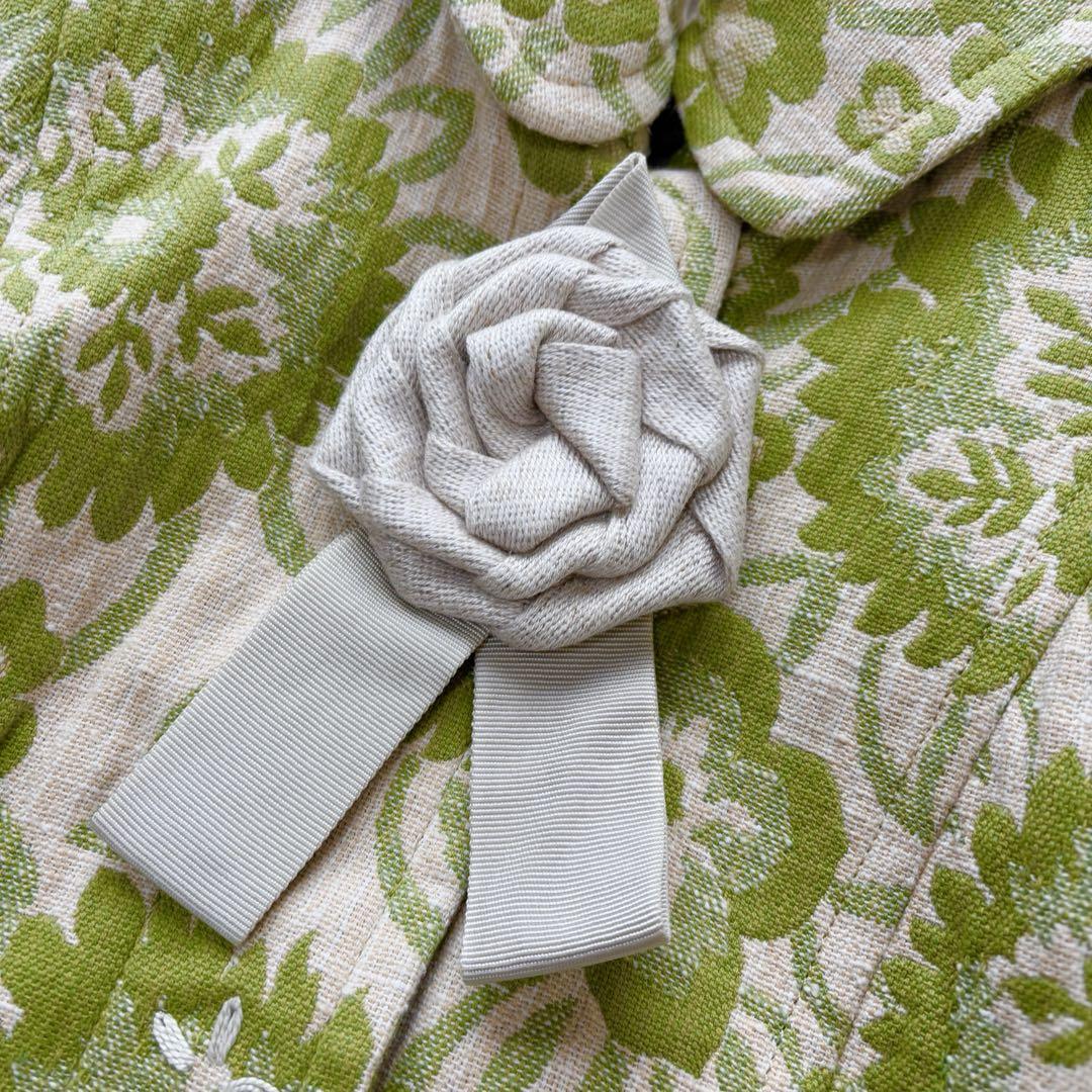 Lois CRAYON ✨新品　コサージュ付　総刺繍　花柄　比翼コート　Aライン