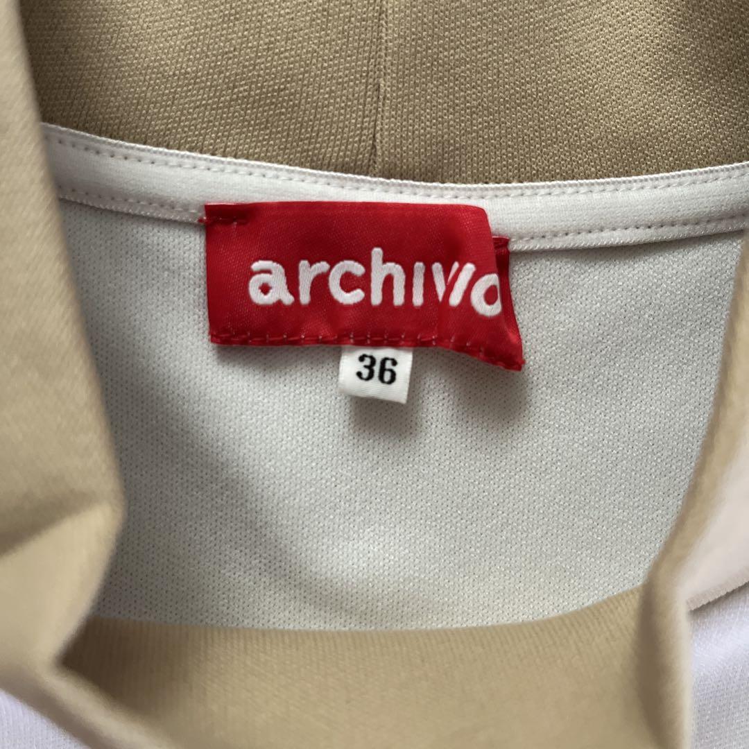 【2025年新作】 ARCHIVIO ベージュ ゴルフウェア モックネック半袖 アルチビオ メンズウェア