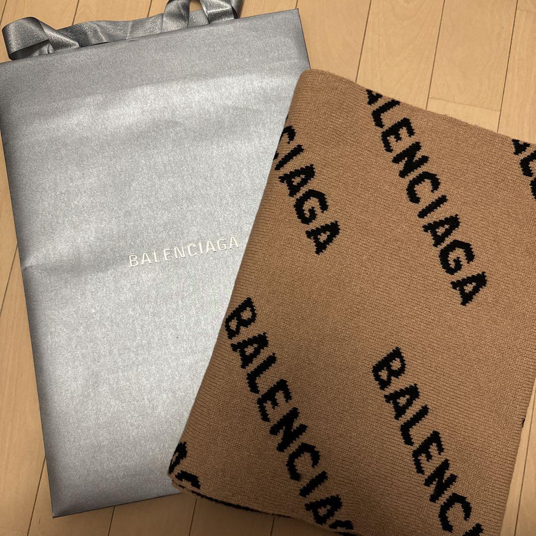 Balenciaga ロゴ入りマフラー BALENCIAGA - 【中古】バレンシアガ BALENCIAGA ウール ダブル