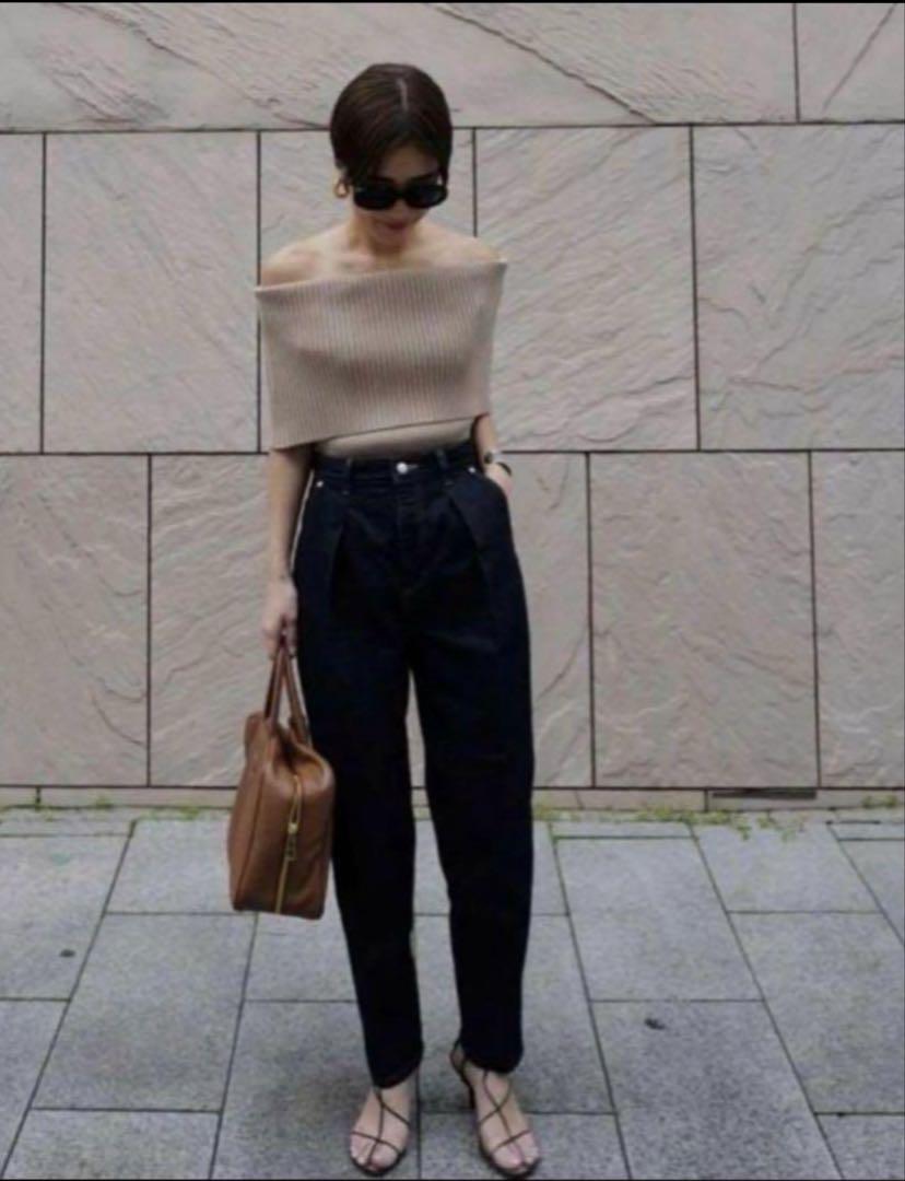 MACHATT マチャット　オフショルダーリブニット　ベージュ