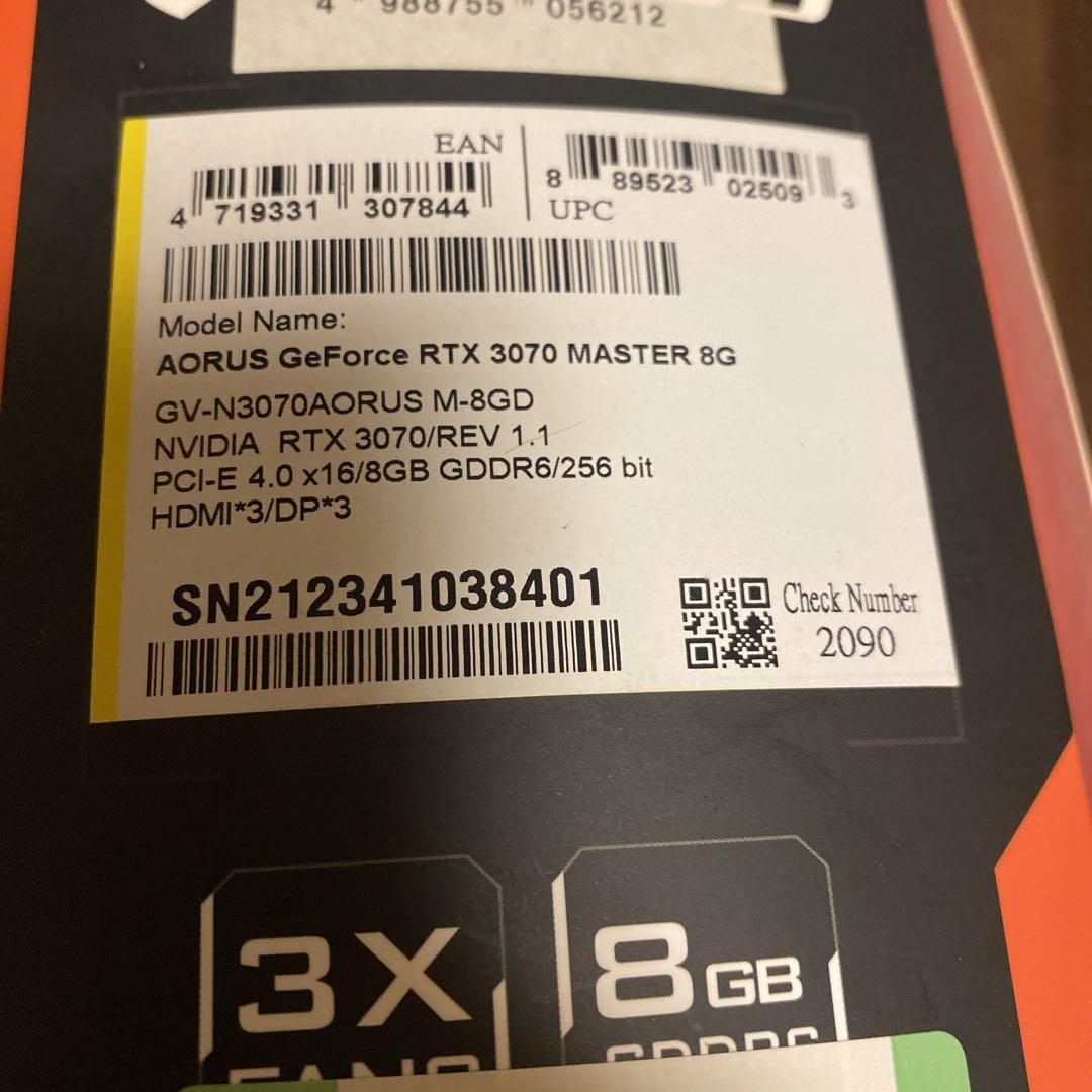 グラフィックボード・グラボ・ビデオカード AORUS GeForce RTX 3070 8GB GDDR6
