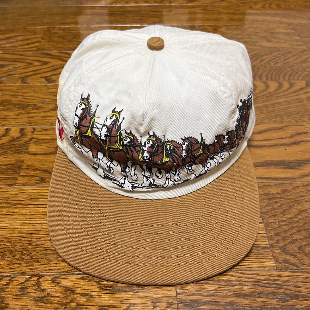 90s USA製 Budweiser バドワイザー キャップ 刺繍ロゴ 企業