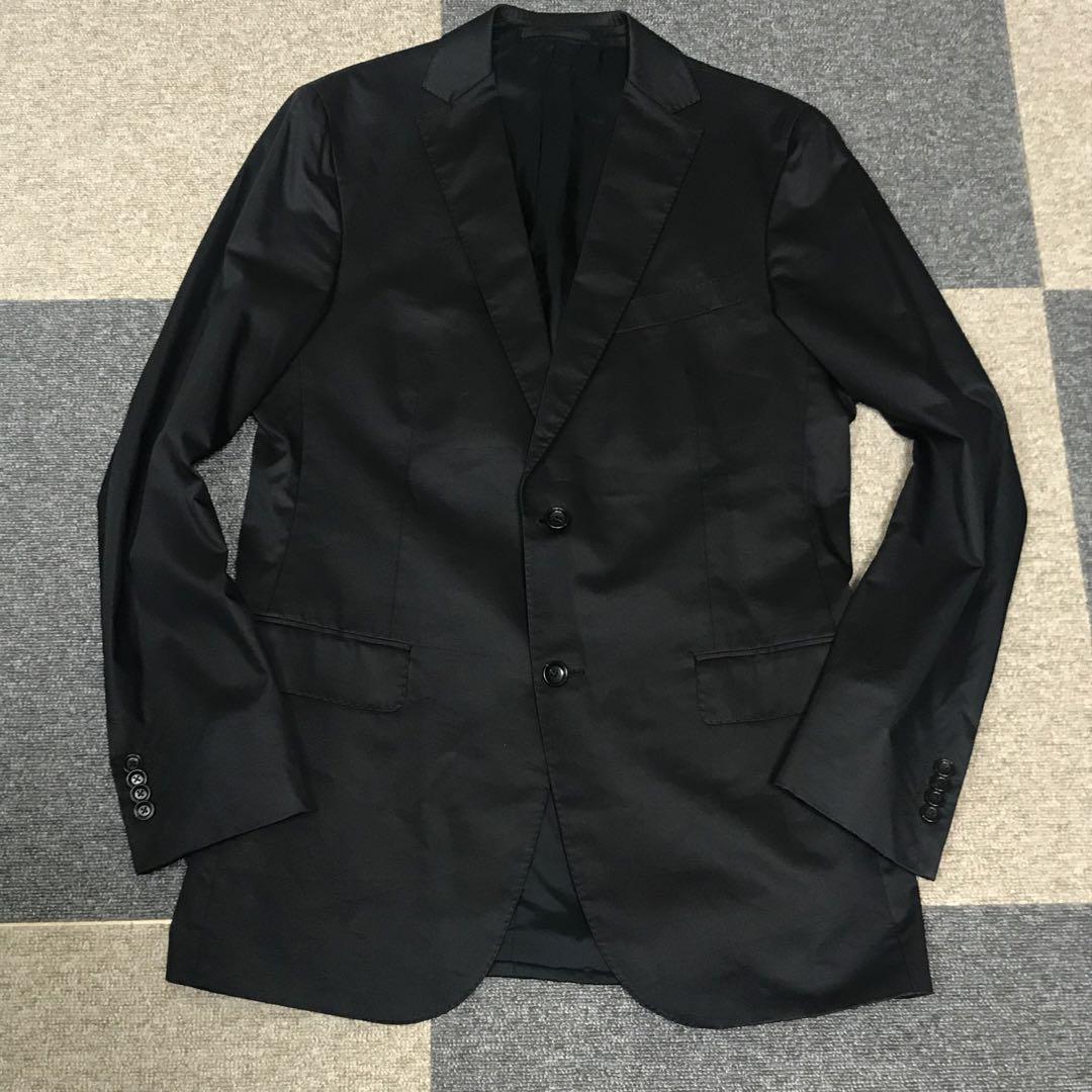 （48）ZZegna テーラードジャケット 綿 総裏 ブラック 50 L