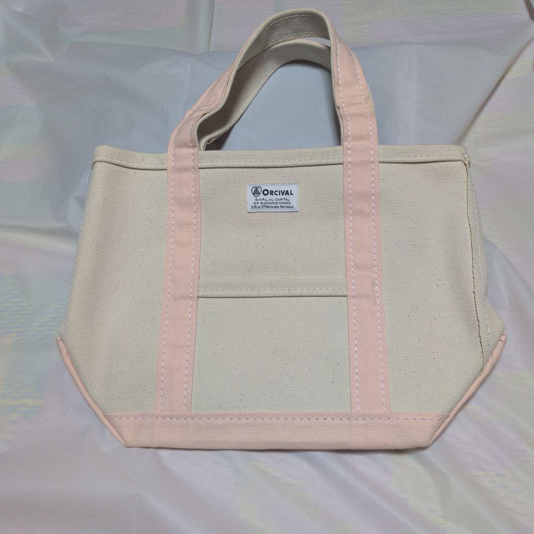 オーシバル　ORCIVAL トートバッグ　S キャンバストートバッグ　ピンク　白