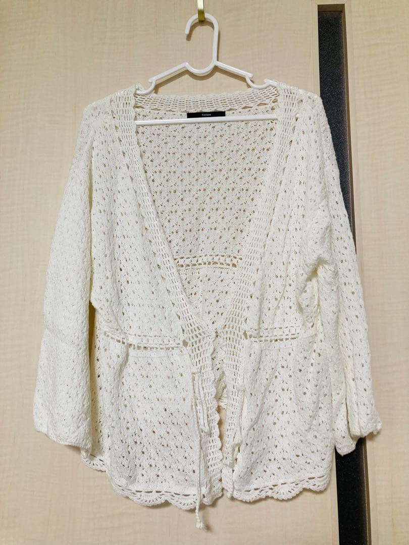 Kastane かぎ編みカーディガン　ホワイト