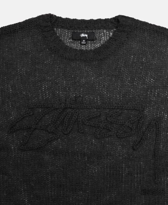 Stussy LOOSE KNIT LOGO SWEATER 黒 XL