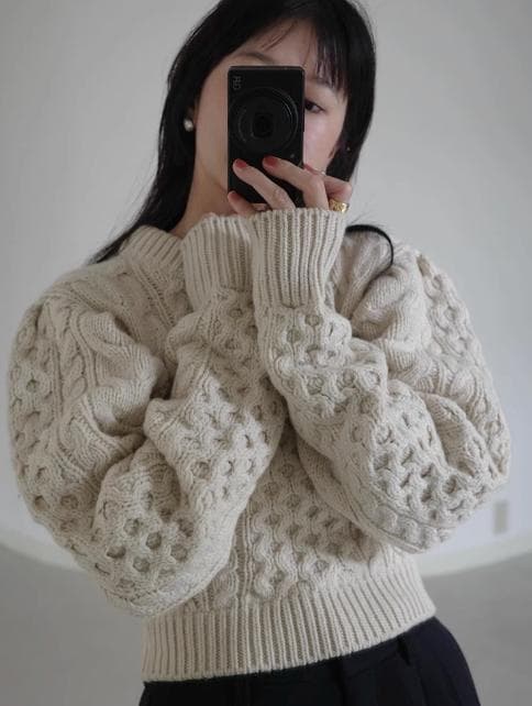 CLANE HAND CABLE COMPACT KNIT TOPS クラネ