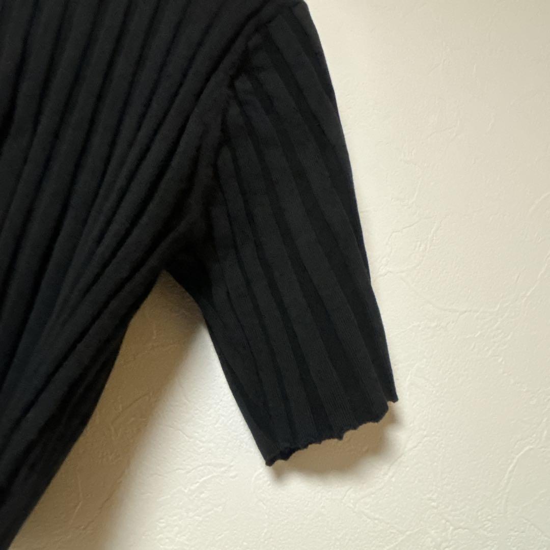 トップス HYKE :WIDE RIBBED SHORT-SLV SWEATER