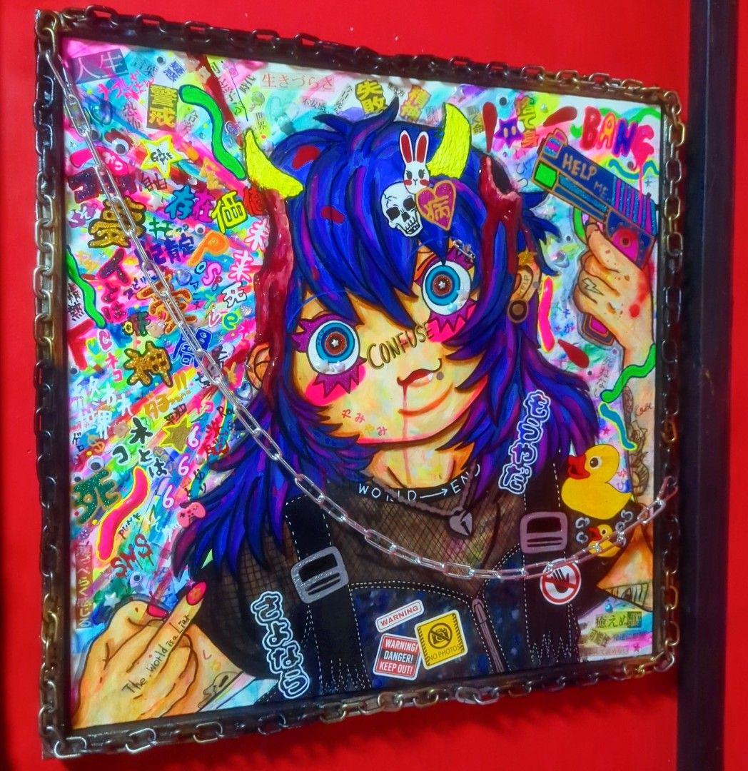 インパクトメッセージアート|オリジナル額入り CONFUSE-混乱-S15号