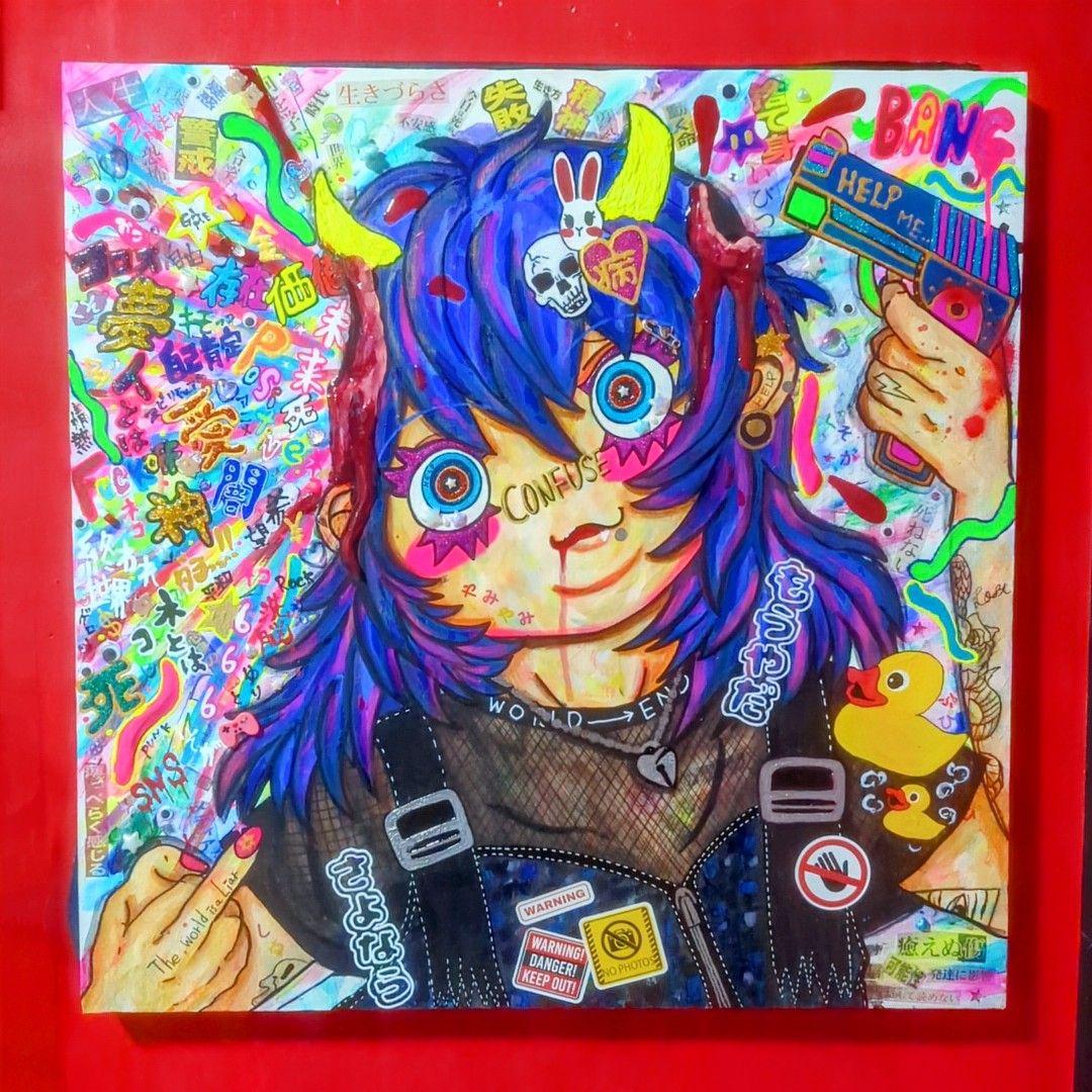 インパクトメッセージアート|オリジナル額入り CONFUSE-混乱-S15号