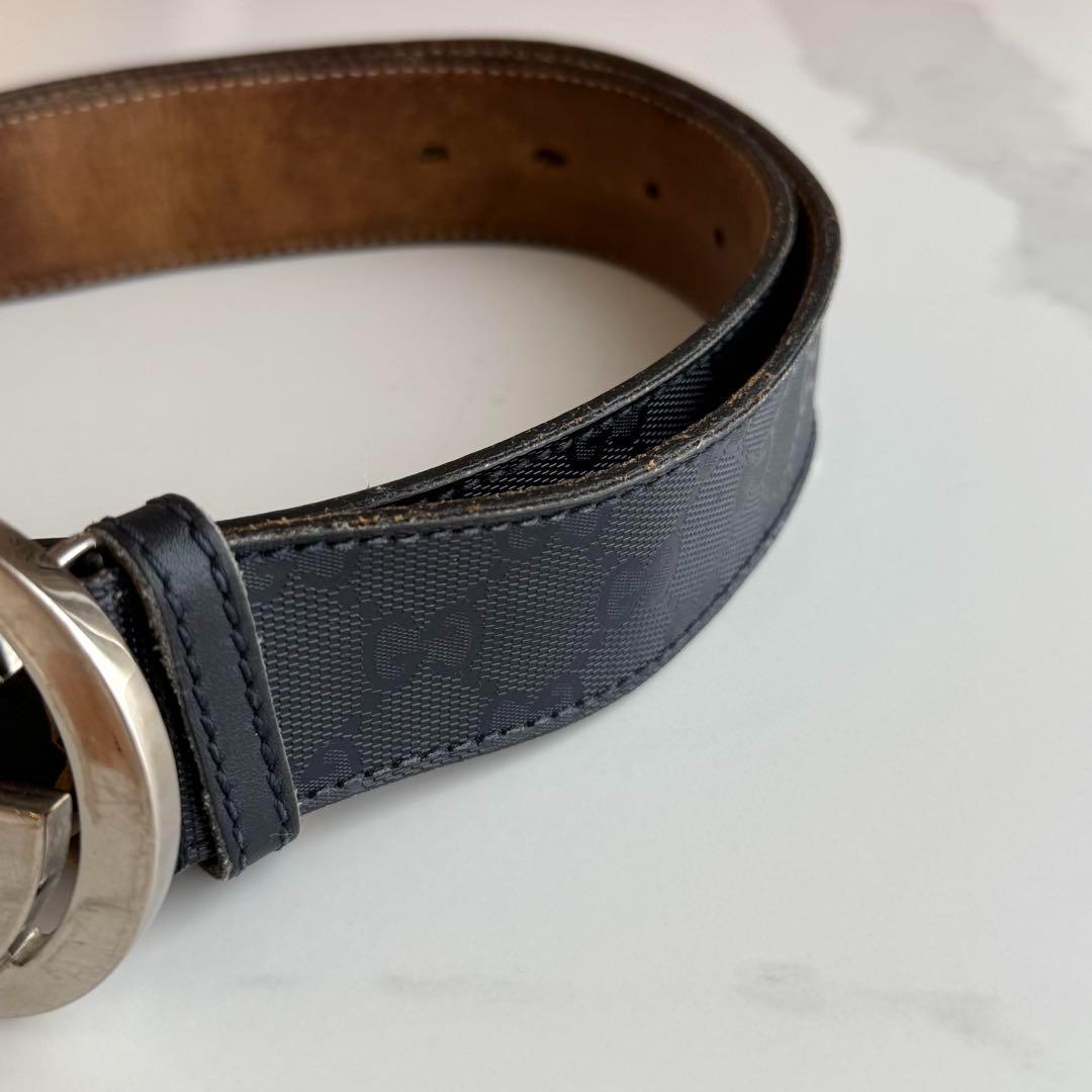 【特別価格】GUCCI グッチ レザーベルト インターロッキング GGバックル