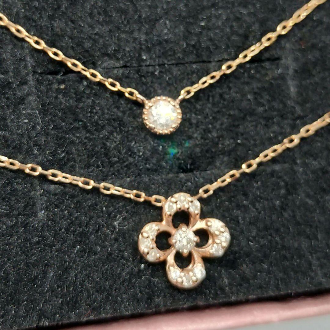 ♡大特価♡新品未使用♡K10♡ピンクゴールド♡ダイヤモンドネックレス2本セット♡