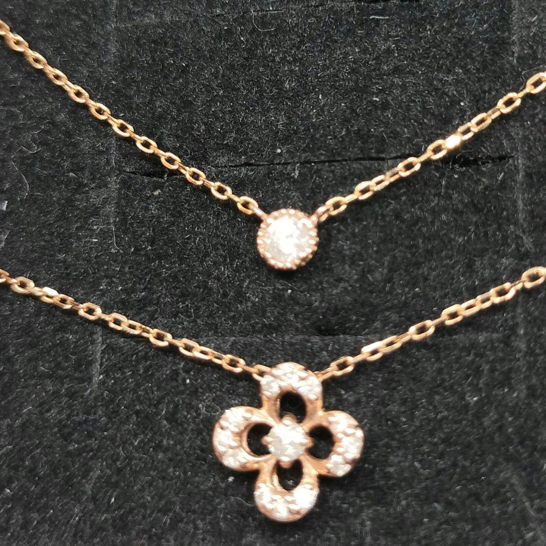 ♡大特価♡新品未使用♡K10♡ピンクゴールド♡ダイヤモンドネックレス2本セット♡