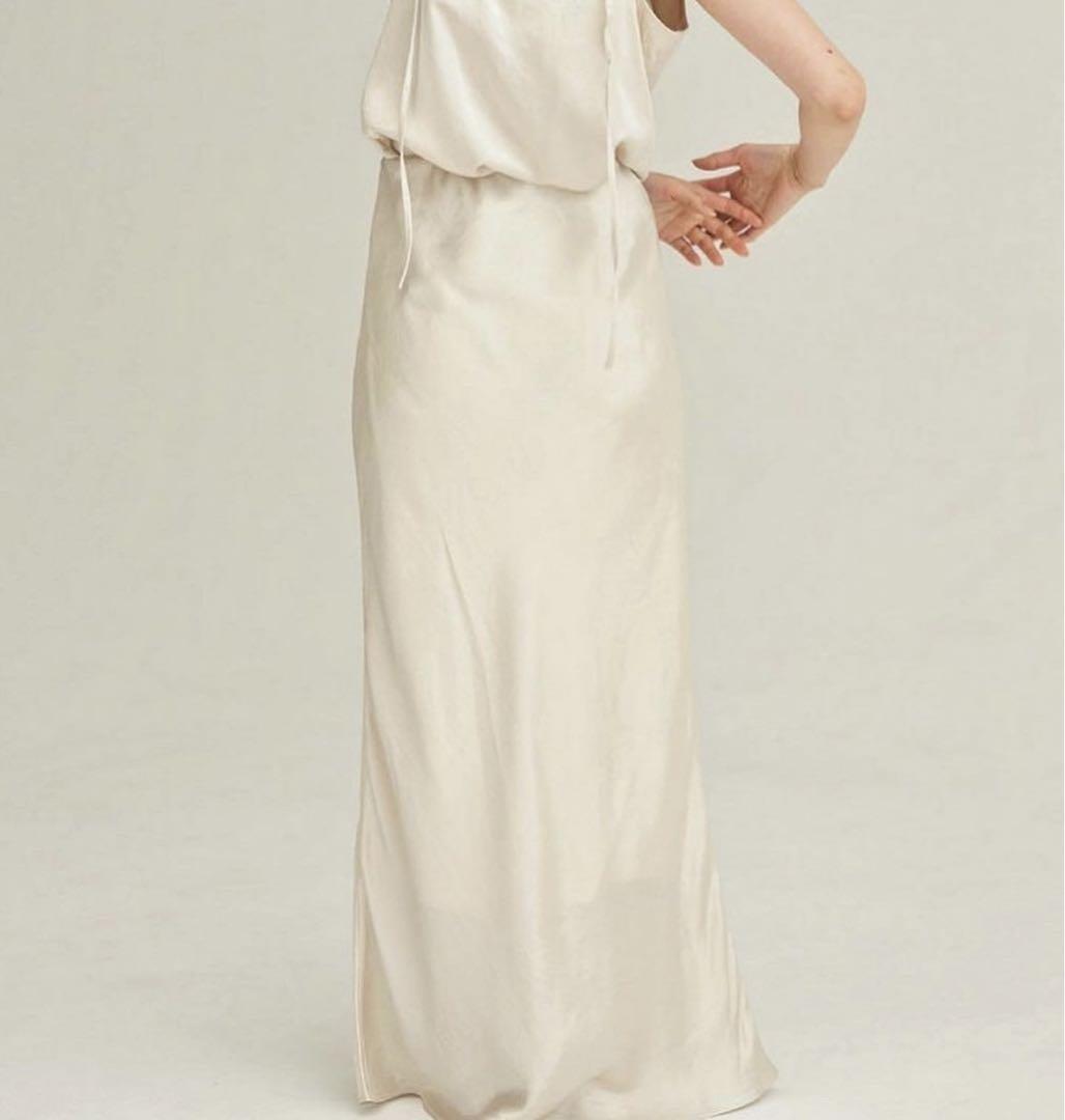 L 新品 ENOF ace long straight skirt white