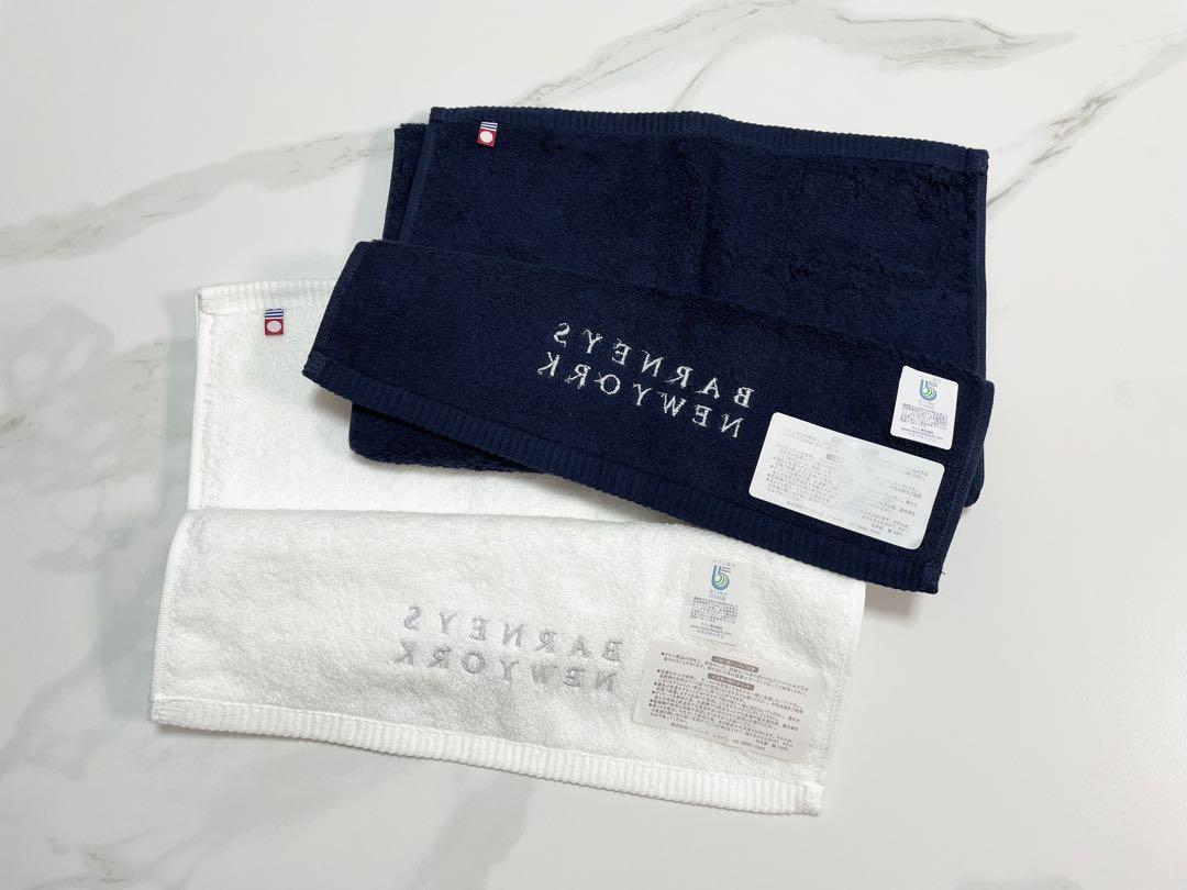 【新品】 バーニーズニューヨーク フェイスタオルセット (ネイビー&ホワイト)