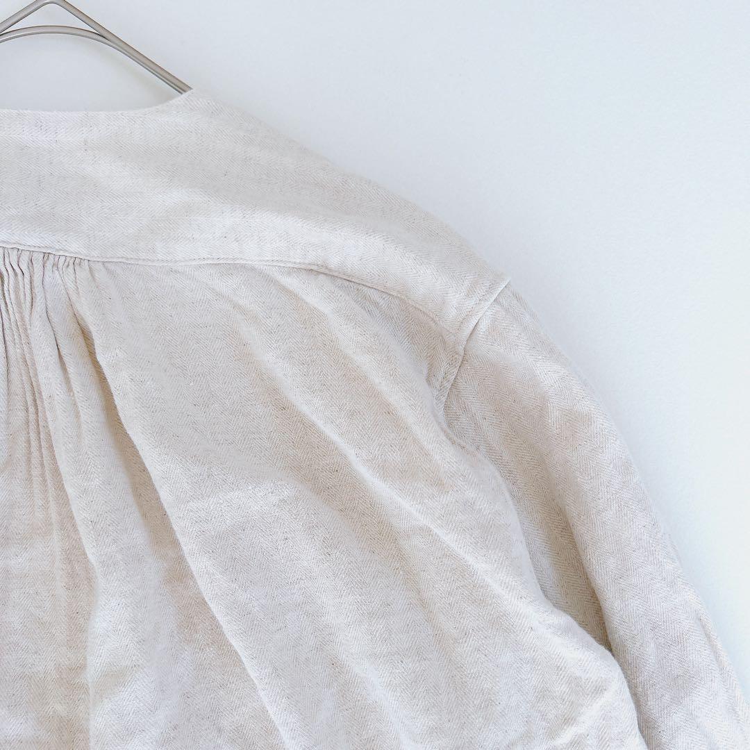 KAPITAL キャピタル リネン シャツ ブラウス ノーカラー 刺繍 花柄