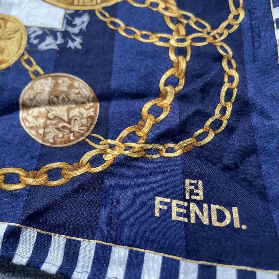 90s】FENDI フェンディ ハンカチ スカーフ コイン チェーン 総柄