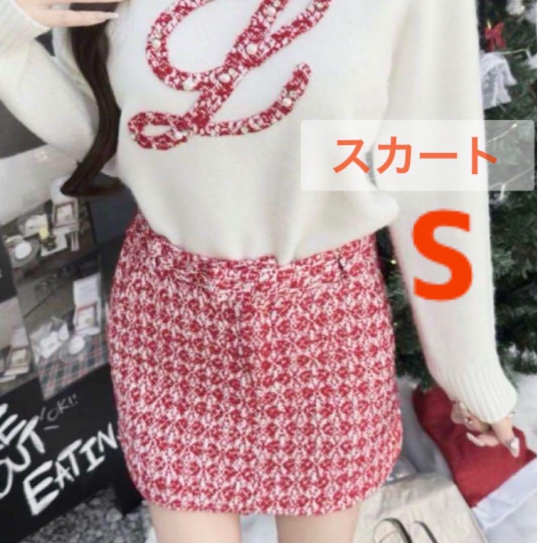 新品タグ付き　ルミニョン　ミニスカート　Sレッド